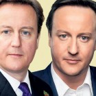 Real David Cameron and poster-boy airbrushed David Cameron